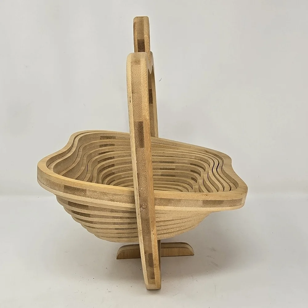 Bonnie & Pop collapsible wooden apple shape fruit basket trivet‎ kitchen ware